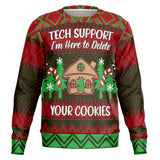 -Funny all-over-print unisex sweatshirt made of soft, comfortable cotton/polyester/spandex blend with brushed fleece interior. Each panel is individually printed, cut and sewn to ensure a flawless graphic that won't crack or peel. funny AOP computers IT on and off again mens womens ugly sweater christmas holiday jumper-