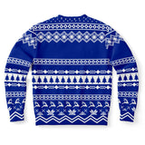 -Funny all-over-print unisex sweatshirt made of soft, comfortable cotton/polyester/spandex blend with brushed fleece interior. Each panel is individually printed, cut & sewn to ensure a flawless graphic that won't crack or peel. funny veganism vegetarian winter holiday hanukkah christmas mens womens jumper ugly sweater-