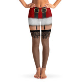 Funny Naughty Santa Leggings, Sexy All-Over-Print Christmas Cosplay-Premium polyester and spandex blend four-way stretch costume / cosplay leggings. Squat-proof with elastic waistband and microfiber stitching. Free Shipping Worldwide. Christmas holiday naughty elf sexy Santa cosplay roleplay costume leggings. All over print, bare legs with xmas costume unisex womens juniors-