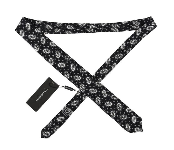 Dolce & Gabbana Black White Polka Dot Silk Adjustable Women Necktie Tie