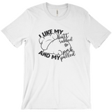 -Soft, comfortable mens/unisex style Airlume combed and ring-spun cotton shirt. Made-to-order and shipped form the USA. Funny dirty naughty bbq barbeque bar-b-que barbecue pork sex joke butt rubbed pig piggy t-shirt boyfriend gift -White-Extra Small (XS)-