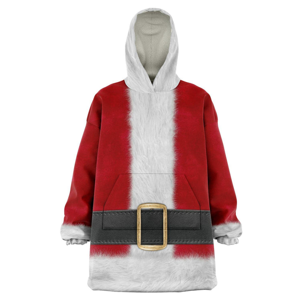 Santa Claus Costume Snug Blanket Hoodie, Warm Christmas Snuggle Wrap-A one-size fits all wearable blanket. This snug blanket hoodie is crafted from an outer silky micro-mink (faux) exterior, Ultra soft microfiber fleece interior lining. Unisex, One size fits all Teens & Adults up to size 4X. Made-to-order. 2 weeks to USA. Funny casual Christmas cosplay Santa suit. All over Print blanket-ONSIZE-