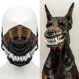 -High quality latex doberman snout half mask. One size fits most, attaches with elastic strap. See measurements in images. Free shipping from abroad with average delivery to the US in 2-3 weeks. Halloween costume cosplay aggressive dog mask hellhound moving mouth funny scary furry animal costume roleplay accessory-