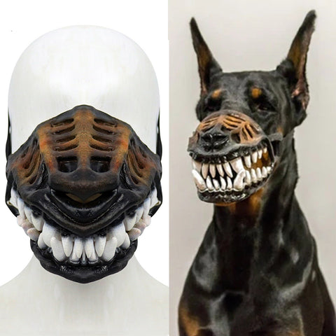 -High quality latex doberman snout half mask. One size fits most, attaches with elastic strap. See measurements in images. Free shipping from abroad with average delivery to the US in 2-3 weeks.
Halloween costume cosplay aggressive dog mask hellhound moving mouth funny scary furry animal costume roleplay accessory-