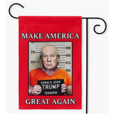 -100% poly poplin-canvas fabric, wash on gentle cycle and hang to dry.12x18", 18x27 or 24x36. Flag hanger / stand not included. Made-to-order in & shipped from the USA. Make America Great Again... Lock Him Up RESIST Fascist MAGA Criminal Trump For Prison Treason Insurrection American Disgrace protest demand justice -Single-18.325x27 inch-Red-