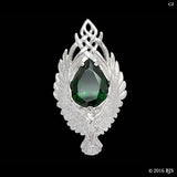 Lord of the Rings ELESSAR Brooch, Sterling Silver or White Bronze, USA-The Elessar, also known as the Stone of Eärendil, is a silver eagle brooch set with a great green stone given to Aragorn by Galadriel as the fellowship departed Lothlórien in JRR Tolkien's The Fellowship of the Ring. This officially licensed replica is individually handcrafted in fine white bronze or sterling silver. -