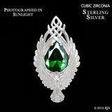 Lord of the Rings ELESSAR Brooch, Sterling Silver or White Bronze, USA-The Elessar, also known as the Stone of Eärendil, is a silver eagle brooch set with a great green stone given to Aragorn by Galadriel as the fellowship departed Lothlórien in JRR Tolkien's The Fellowship of the Ring. This officially licensed replica is individually handcrafted in fine white bronze or sterling silver. -Sterling Silver-Cubic Zirconia-
