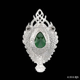 Lord of the Rings ELESSAR Brooch, Sterling Silver or White Bronze, USA-The Elessar, also known as the Stone of Eärendil, is a silver eagle brooch set with a great green stone given to Aragorn by Galadriel as the fellowship departed Lothlórien in JRR Tolkien's The Fellowship of the Ring. This officially licensed replica is individually handcrafted in fine white bronze or sterling silver. -