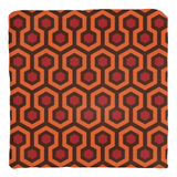 Overlook Throw Pillow - Classic Retro Horror Hotel Carpet Pattern-Double-sided, square spun polyester pillow in your choice of size (14, 16, 18 or 20 inches) and finish: Sewn Pillow (no zipper), Cushion with Removable Zippered Pillowcase or Cover Only. This item is made-to-order. Typically ships in 3-5 business days from within the US. Orange Brown Red Abstract Halloween Accent Decor-