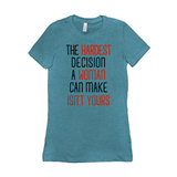 -Women's style Bella+Canvas, longer length, slim fit crew neck t-shirt in darker colors. Airlume combed and ring-spun cotton. Made to order, shipped from the USA Women's rights equality Keep Abortion Legal pro-choice Healthcare her body her choice Roe v Wade SCROTUS bans off our bodies PERSIST and Resist United ERA NOW-Heather Aqua-S-
