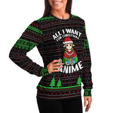 -Funny all-over-print unisex sweatshirt made of soft and comfortable cotton/polyester/spandex blend with brushed fleece interior. Each panel is individually printed, cut and sewn to ensure a flawless graphic that won't crack or peel. Mens womens Christmas pullover jumper ugly sweater print funny anime joke japanophile-