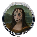 -Round or square silver compact mirror with high quality printed image. Portable purse makeup accessory bff gift Creepy weird funny momo meme creepypasta fine art memes Da Vinci painting bizarre scary halloween haunted house portrait joke viral challenge disturbing face bird woman beautify beauty weirdo goth gothic-Round-2x2 inch-