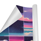 -58" x 23" rolls of high quality 5.93oz gift wrap. Free Shipping. 25% off 2 or more rolls w/code 'WRAPPERSDELIGHT' at checkout. Retro futurism vintage futuristic neon synthwave vaporwave fun unique trending unusual christmas winter holiday giftwrap bright colors pattern abstract premium designer -
