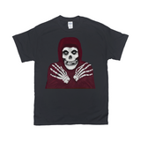 Crmson Ghost Graphic Tee, Classic Horror Icon, Small to 5X, Low Prices-100% cotton Gildan fine jersey fitted unisex tee. 3-5 days from USA. Crimson Ghost classic serial horror film icon. Skeleton with hooded skull, crossed skeletal hands. This skull faced fiend is the perfect grim reaper for punk rock pirates and misfits though few today would desire a post Cyclotrode X world. Haloween-Black-Small (S)-