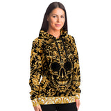 Baroque Skull Hoodie, Gothic All Over Print Hooded Pullover Sweatshirt--