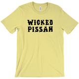 Funny WICKED PISSAH Tee, Mens/Unisex Adult Sizes, Shipped from the USA-Soft airlume cotton standard fit t-shirt with short sleeves and crew neck. - Boston Mass New England Massachusetts New Hampshire Rhode Island Maine Vermont Connecticut MA NH RI MN VT CT aweome regionalism saying slang townie chowda head masshole sox celtics bruins huskies revolution patriots black wolves fan smaht -S-Yellow-