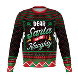 -Funny all-over-print unisex sweatshirt made of soft and comfortable cotton/polyester/spandex blend with brushed fleece interior. Each panel is individually printed, cut and sewn to ensure a flawless graphic that won't crack or peel. Mens womens Christmas funny xmas ugly sweater pullover jumper joke holiday gift-