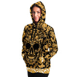 Baroque Skull Hoodie, Gothic All Over Print Hooded Pullover Sweatshirt-