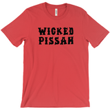 Funny WICKED PISSAH Tee, Mens/Unisex Adult Sizes, Shipped from the USA-Soft airlume cotton standard fit t-shirt with short sleeves and crew neck. - Boston Mass New England Massachusetts New Hampshire Rhode Island Maine Vermont Connecticut MA NH RI MN VT CT aweome regionalism saying slang townie chowda head masshole sox celtics bruins huskies revolution patriots black wolves fan smaht -S-Red-