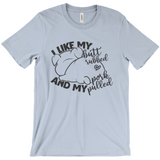 -Soft, comfortable mens/unisex style Airlume combed and ring-spun cotton shirt. Made-to-order and shipped form the USA. Funny dirty naughty bbq barbeque bar-b-que barbecue pork sex joke butt rubbed pig piggy t-shirt boyfriend gift -Light Blue-Medium (M)-