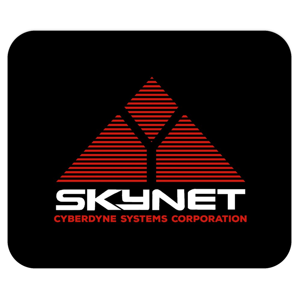 Skynet Logo Mousepad-Soft and comfortable 9x7 inch mousepad made from high density neoprene with a colorfast, stain resistant and easy to clean smooth fabric top. Classic Sci-Fi Evil Corporation AI Overlord Surveillance Logo / Emblem, Censorship and Metadata / Data Collection, humans vs robots.-