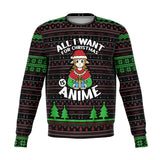 -Funny all-over-print unisex sweatshirt made of soft and comfortable cotton/polyester/spandex blend with brushed fleece interior. Each panel is individually printed, cut and sewn to ensure a flawless graphic that won't crack or peel. Mens womens Christmas pullover jumper ugly sweater print funny anime joke japanophile-