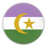 Genderqueer Muslim Pride Buttons LGBTQX LGBTQ LGBTQIA Intersectional-High quality scratch and UV resistant mylar & metal pinback button. 1.25, 2.25 or 3 inches. Custom made Genderqueer Muslim LGBTQ LGBTQIA LGBTQX Intersectional GQ Non-Binary Gender Nonconforming Queer Intersectional Identity Pride Pin Badge - Visibility, Representation, Rights and Equality. -3 inch Round Button-