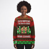 -Funny all-over-print unisex sweatshirt made of soft, comfortable cotton/polyester/spandex blend with brushed fleece interior. Each panel is individually printed, cut and sewn to ensure a flawless graphic that won't crack or peel. funny AOP computers IT on and off again mens womens ugly sweater christmas holiday jumper-