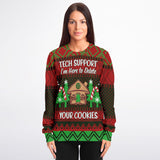 -Funny all-over-print unisex sweatshirt made of soft, comfortable cotton/polyester/spandex blend with brushed fleece interior. Each panel is individually printed, cut and sewn to ensure a flawless graphic that won't crack or peel. funny AOP computers IT on and off again mens womens ugly sweater christmas holiday jumper-