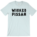 Funny WICKED PISSAH Tee, Mens/Unisex Adult Sizes, Shipped from the USA-Soft airlume cotton standard fit t-shirt with short sleeves and crew neck. - Boston Mass New England Massachusetts New Hampshire Rhode Island Maine Vermont Connecticut MA NH RI MN VT CT aweome regionalism saying slang townie chowda head masshole sox celtics bruins huskies revolution patriots black wolves fan smaht -M-Heather Ice Blue-