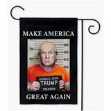 -100% poly poplin-canvas fabric, wash on gentle cycle and hang to dry.12x18", 18x27 or 24x36. Flag hanger / stand not included. Made-to-order in & shipped from the USA. Make America Great Again... Lock Him Up RESIST Fascist MAGA Criminal Trump For Prison Treason Insurrection American Disgrace protest demand justice -Single-12x18 inch-Black-
