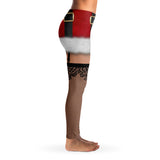 Funny Naughty Santa Leggings, Sexy All-Over-Print Christmas Cosplay-Premium polyester and spandex blend four-way stretch costume / cosplay leggings. Squat-proof with elastic waistband and microfiber stitching. Free Shipping Worldwide. Christmas holiday naughty elf sexy Santa cosplay roleplay costume leggings. All over print, bare legs with xmas costume unisex womens juniors-