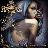 -Rare & retired, gorgeously illustrated 2016 calendar featuring an incredible collection of gothic artwork evoking a romantic yet sinister mood, reminding us that no rose is without its thorns, no raven without its shadow. Dark, mystical, and distinctive. Hard-to-find, New Old Stock, factory sealed. Shipped from USA.-