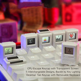Apple II Shaped Light Up MX Keycap for Mechanical Keyboards-A mechanical keyboard key cap set modeled to look like a miniature Apple II computer with illuminated screen and 5 interchangeable designs. A fun, unique way to celebrate the classic that paved the way for it all! Free shipping. Mac Macintosh Cute Funny Retro Vintage Computer ESC Tab Novelty Nostalgia Old School Geek-