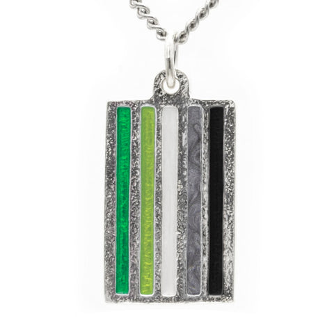 -Jeweler crafted sterling silver Lesbian Pride Flag pendant with hand-enameled stripes, on your choice of chain or leather cord. Brand New in jewelers box. Made in and shipped from the USA. Green Aromantic Aero Aro Ace Non-Romantic Gay Pride, GLBT, LGBT, LGBTQ, GBTQIA, LGBTQX, LGBTQIA Plus, LGBTQ-Sterling Silver-24" Stainless Steel Curb Chain-