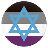 Asexual Jewish Pride Buttons LGBTQIA LGBTQX Intersectional Ace Pin-High quality scratch and UV resistant mylar & metal pinback button. 1.25, 2.25 or 3 inches. Custom Asexual Jewish LGBTQ LGBTQIA LGBTQX Intersectional Asexuality Jew Ace Pride Pinback Badge - Visibility Representation Equality - Sexual identity pin-3 inch Round Button-