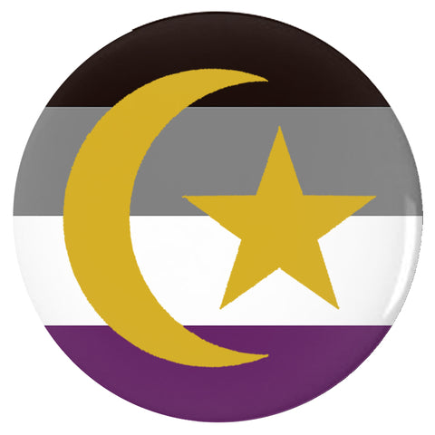 Asexual Muslim Pride Buttons LGBTQX LGBTQIA Intersectional Ace Pin-High quality scratch and UV resistant mylar & metal pinback button. 1.25, 2.25 or 3 inches. Custom Asexual Muslim LGBTQ LGBTQIA LGBTQX Intersectional Ace Pride Pin - Asexuality visibility, representation and equality pinback badge. -3 inch Round Button-