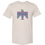 Aztec Eagle Retro Graphic Tee, Unisex-Vintage faded tees with a modern twist! Ultra-soft premium triblend or 50/50 poly cotton unisex shirts. Eco-friendly, water-based ink that directly dyes the fabric for a retro, soft to the touch print. Ships from the USA. Aztec American Southwest southwestern Arizona AZ New Mexico NM Texas TX Oklahoma OK California CA -Unisex XS-Oatmeal-
