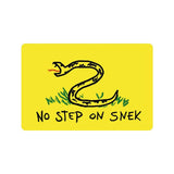 No Step on Snek Doormat, drawn version, Gadsden Snake Flag Parody meme-High quality 23.6 x 15.7in (60x40cm) doormat / floor mat. Professionally printed, durable & colorfast non-woven polyester fiber top, non-slip bottom. Indoor / outdoor use. Free Shipping Worldwide. No Step on Snek, Funny Gadsden Don't Tread on Me snake flag parody meme. Kid's child's drawing version. Sneaky snek mat-