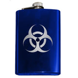 -Engraved 8oz Top Shelf Stainless Steel Pocket / Hip Flask with easy closure screw cap lid. Measures 5.5" tall and 3.75" wide and holds eight shots.Choice of just the flask, flask & stainless steel funnel or with gift box containing stainless steel funnel and shot glasses. This item is fully customizable. For basic customizati-