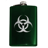 -Engraved 8oz Top Shelf Stainless Steel Pocket / Hip Flask with easy closure screw cap lid. Measures 5.5" tall and 3.75" wide and holds eight shots.Choice of just the flask, flask & stainless steel funnel or with gift box containing stainless steel funnel and shot glasses. This item is fully customizable. For basic customizati-