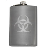 -Engraved 8oz Top Shelf Stainless Steel Pocket / Hip Flask with easy closure screw cap lid. Measures 5.5" tall and 3.75" wide and holds eight shots.Choice of just the flask, flask & stainless steel funnel or with gift box containing stainless steel funnel and shot glasses. This item is fully customizable. For basic customizati-Stainless Steel-Just the Flask-725185479396