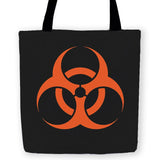 -High quality, woven polyester carryall tote bag with design on both sides. Durable and machine washable. Orange and black with large Biohazard caution symbol. Great gothic, punk or gamer accessory. This item is made-to-order and typically ships in 3-5 business days.-13 inches-Black-725185480385