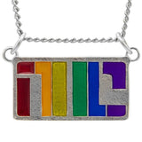 Bitch Planet NON-COMPLIANT Emblem Necklace, Sterling Silver or Bronze-The NC mark used to humiliate & isolate those who defy patriarchal overlords but many consider it a battle scar, a symbol of power & strength. Hand enameled sterling silver or bronze, handmade in USA. Genuine, official Image Comics Kelly Sue DeConnick Valentine DeLandro Bitch Planet jewelry. LGBTQ LGBTQIA TRANS Pride-Sterling Silver-24" Stainless Steel Curb Chain-Pride Flag-