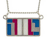 Bitch Planet NON-COMPLIANT Emblem Necklace, Sterling Silver or Bronze-The NC mark used to humiliate & isolate those who defy patriarchal overlords but many consider it a battle scar, a symbol of power & strength. Hand enameled sterling silver or bronze, handmade in USA. Genuine, official Image Comics Kelly Sue DeConnick Valentine DeLandro Bitch Planet jewelry. LGBTQ LGBTQIA TRANS Pride-Sterling Silver-24" Stainless Steel Curb Chain-Trans Flag-