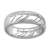 -Official wearable replica of the One Ring from the immortal works of JRR Tolkien, USA jeweler handcrafted fine Sterling Silver Tengwar rune script engraved comfort fit band. Whole/half/quarter sizes 4-20 US. New w/COA. Hobbit,LOTR,Silmarillion Ring of Power,Precious,Middle Earth ruling ring, Gollum Frodo Bilbo Sauron-