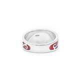 Rainbow PRIDE Scrollwork Ring - Small, Sterling Silver LGBTQIA Jewelry-LGBTQIA Pride ring handcrafted in Sterling Silver with a scrollwork embellished band, finished with bold and glossy rainbow enamel. Made in the USA. Stamped .925 Sterling Silver with jeweler's mark and copyright. US ring sizes 4.5 to 9, in whole and half sizes. Great custom LGBTQIA LGBTQX LGBT GLBT fine jewelry gift.-