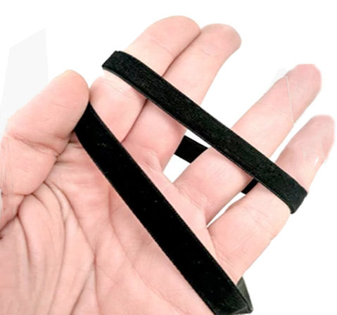 Black Flocked Velvet Ribbon Choker, 16x0.375in Classic Gothic Necklace-