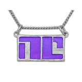 Bitch Planet NON-COMPLIANT Emblem Necklace, Sterling Silver or Bronze-The NC mark used to humiliate & isolate those who defy patriarchal overlords but many consider it a battle scar, a symbol of power & strength. Hand enameled sterling silver or bronze, handmade in USA. Genuine, official Image Comics Kelly Sue DeConnick Valentine DeLandro Bitch Planet jewelry. LGBTQ LGBTQIA TRANS Pride-Sterling Silver-24" Stainless Steel Curb Chain-Amethyst-