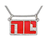Bitch Planet NON-COMPLIANT Emblem Necklace, Sterling Silver or Bronze-The NC mark used to humiliate & isolate those who defy patriarchal overlords but many consider it a battle scar, a symbol of power & strength. Hand enameled sterling silver or bronze, handmade in USA. Genuine, official Image Comics Kelly Sue DeConnick Valentine DeLandro Bitch Planet jewelry. LGBTQ LGBTQIA TRANS Pride-Sterling Silver-24" Stainless Steel Curb Chain-Carnelian-